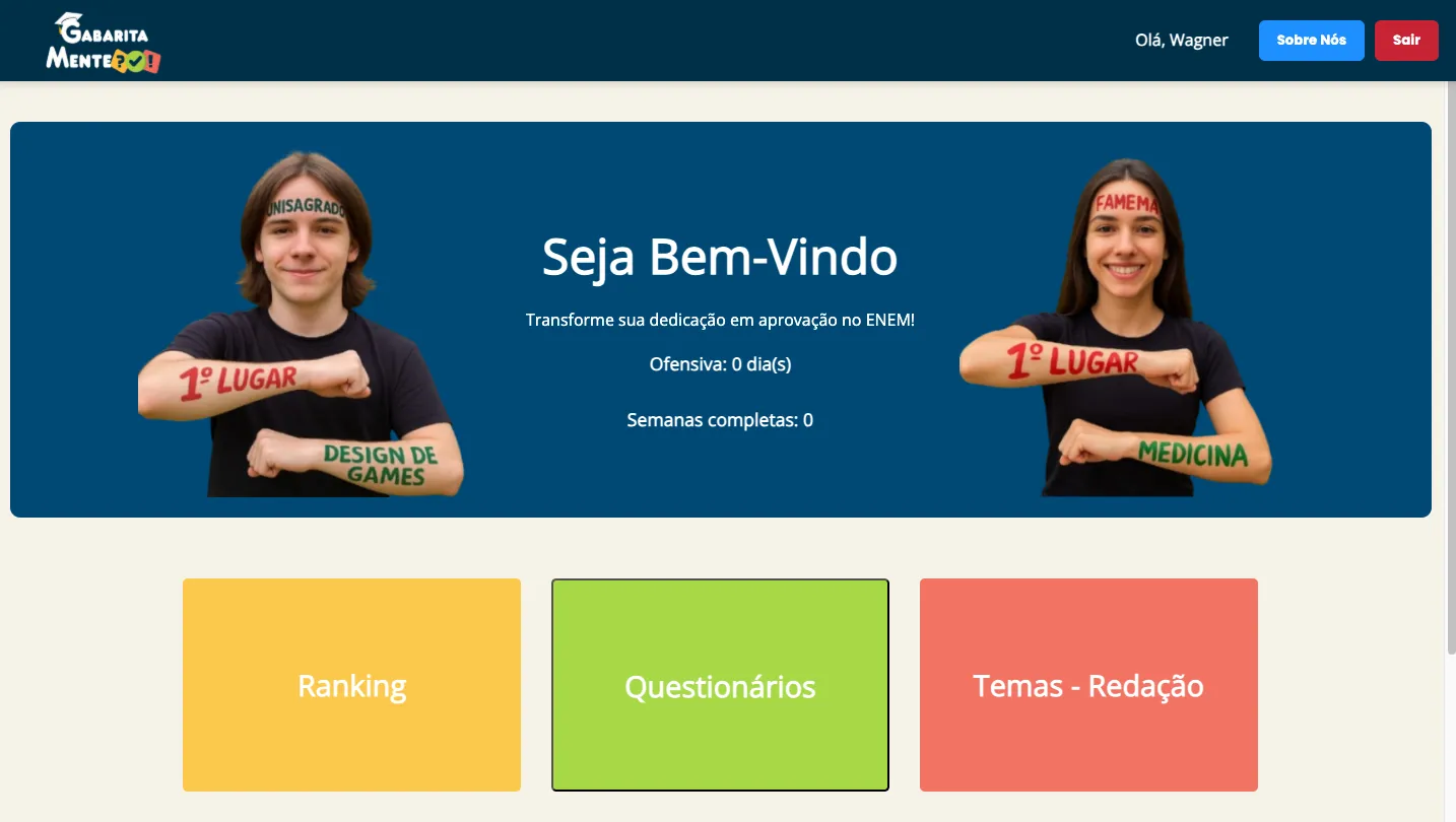 Gabarita Mente, projeto desenvolvido por um dos grupos.