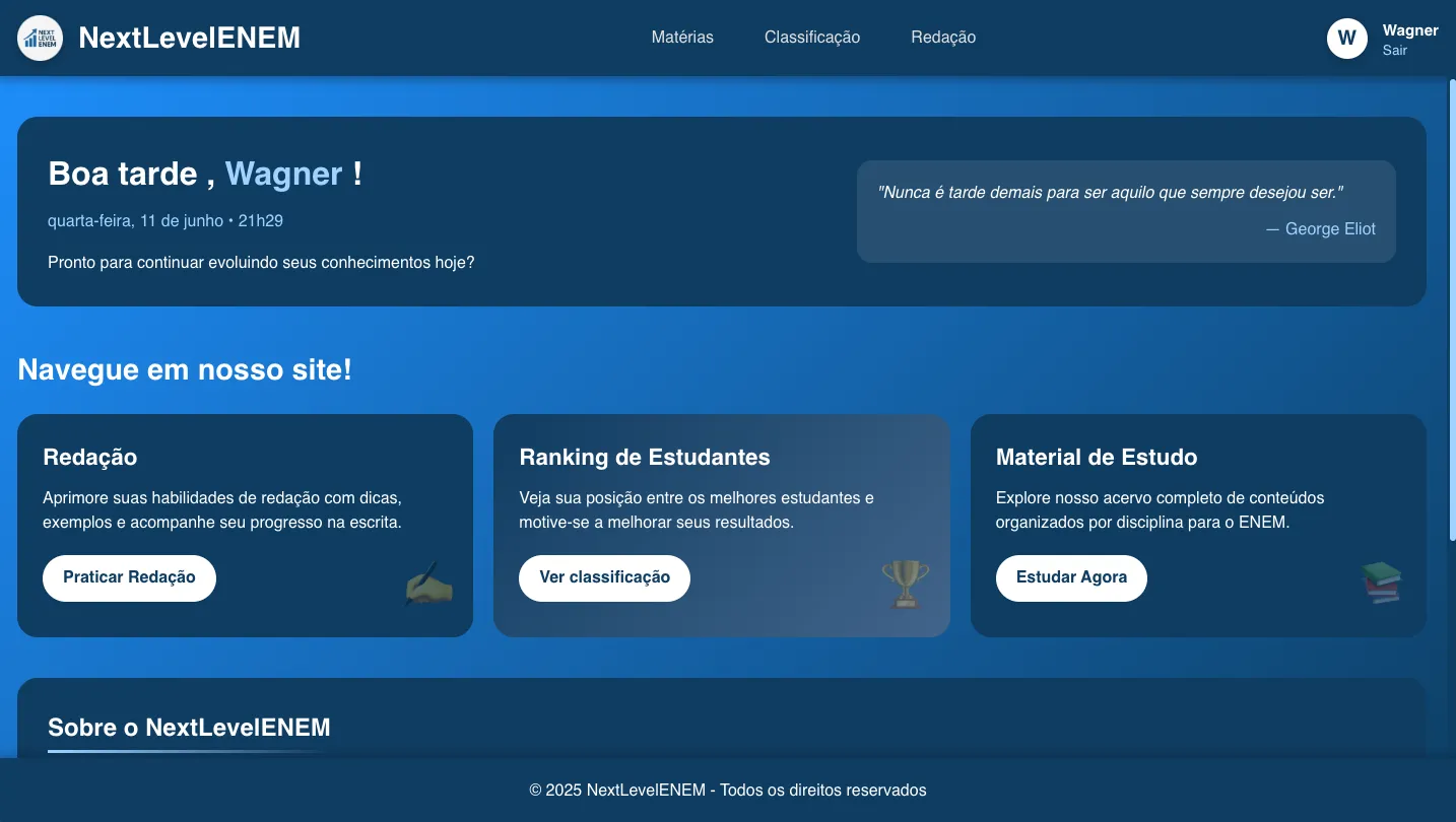 Next Level ENEM, projeto desenvolvido por um dos grupos.
